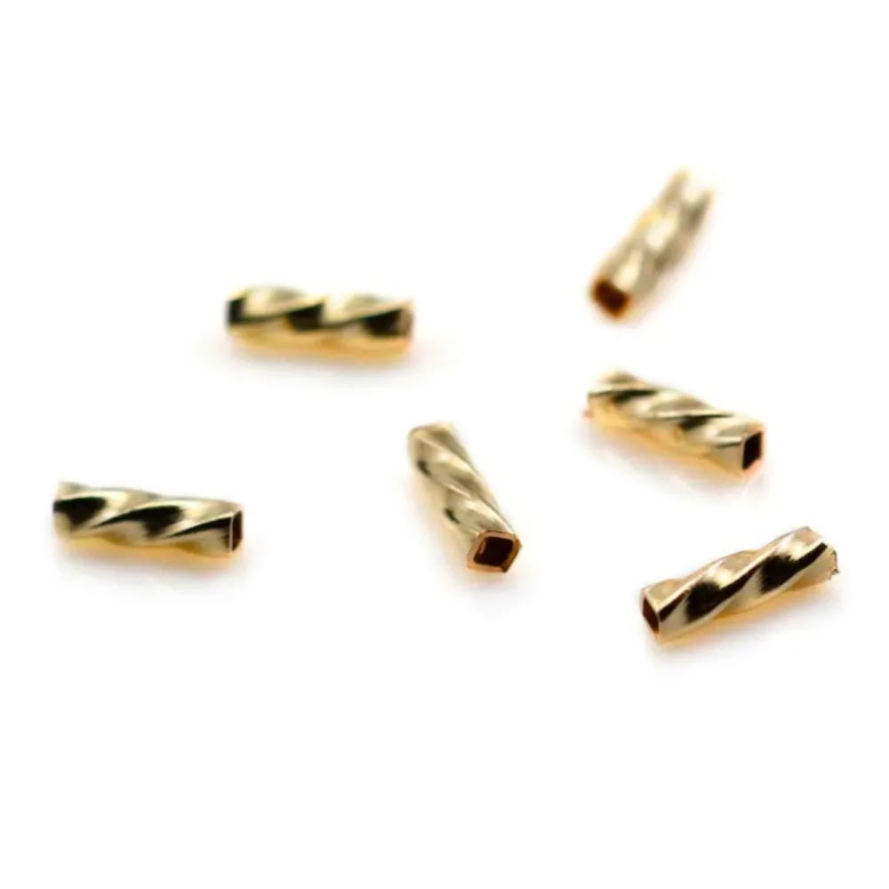 Quadratisches verdrehtes Rohr aus 14 Karat Gold gefüllt 5x1.5mm x 10 Stück