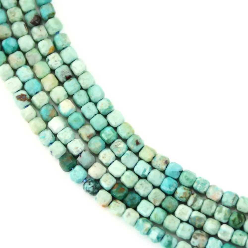 Faceted Peruvian turquoise cube 2.5mm x 38cm