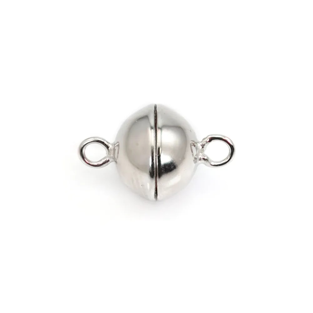 Verschluss mit magnetischem runden 925er rhodiniertem Silber 8mm x 1 Stk.