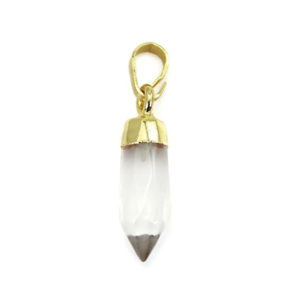 Colgante de punta de cristal de roca - dorado - 6x16mm x 1ud.