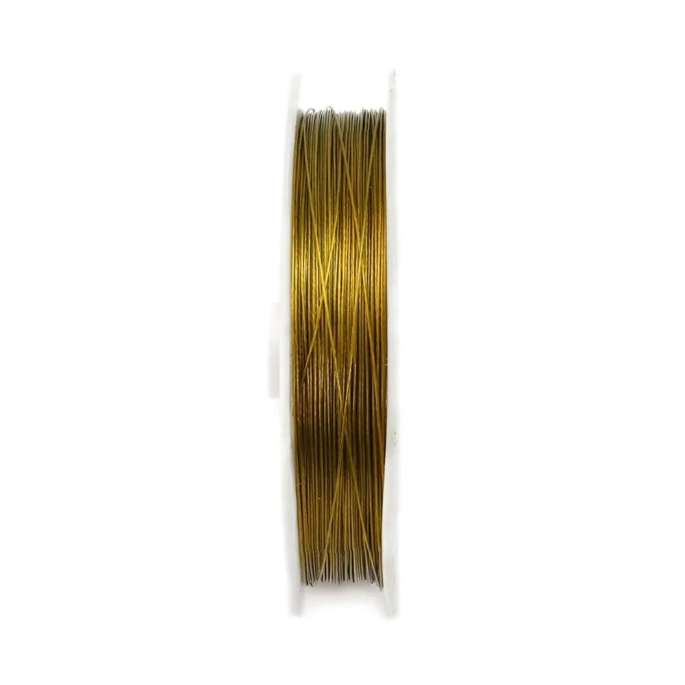 Fil câblé acier 7 brins gainé nylon doré foncé 0.38mm x 100m