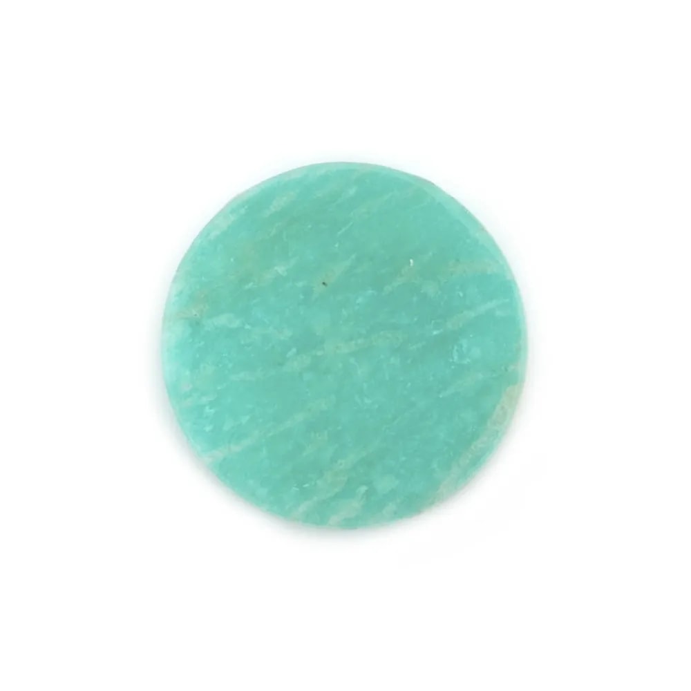 Cabochon Amazonit aus Peru, flach, rund, 14mm x 1 Stück.