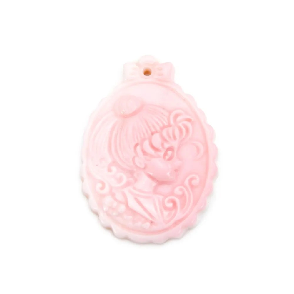 Anhänger Lambi rosa Mädchen geschnitzt 24x32mm x 1 Stück