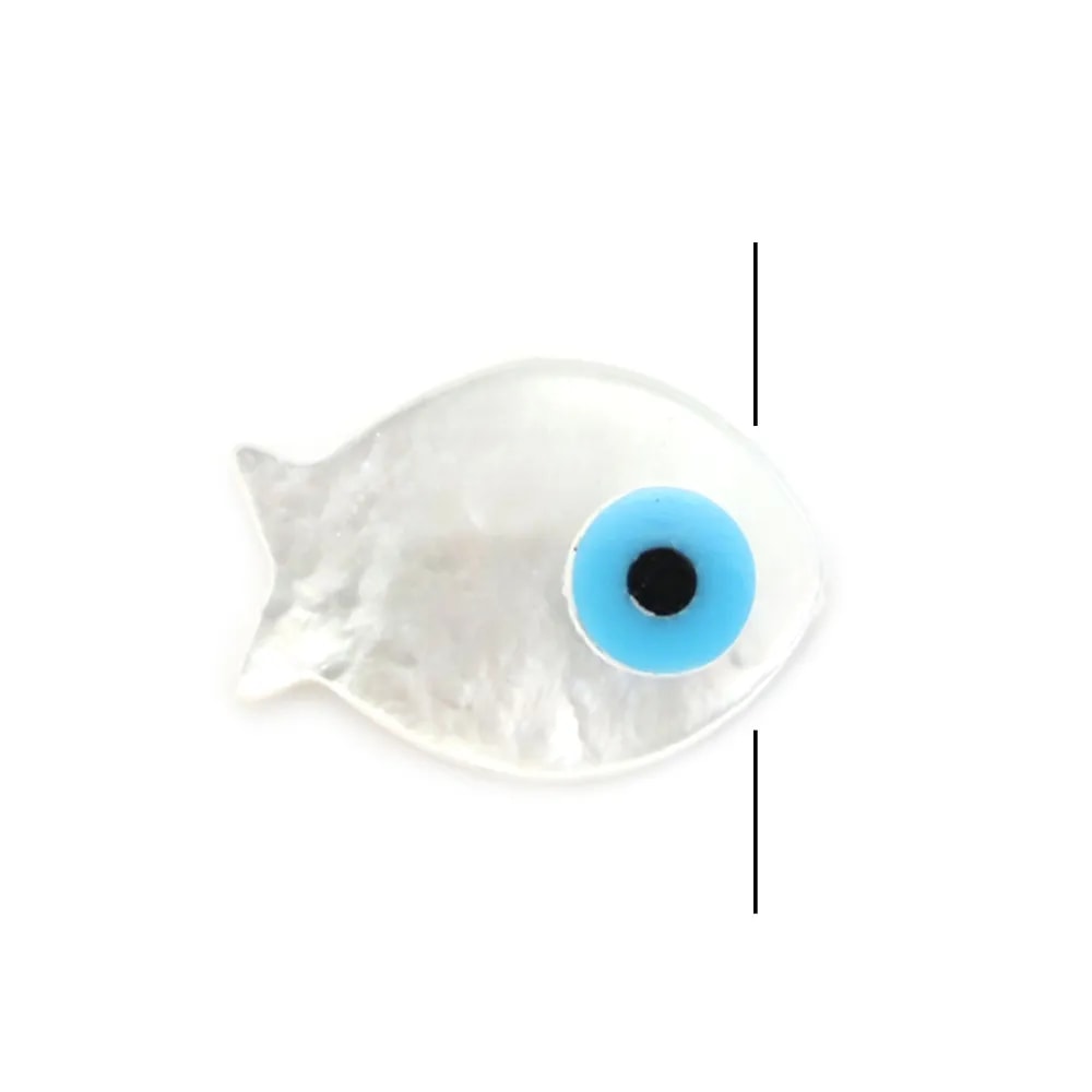 Madrepérola branca peixe olho turco 12x17mm x 1 unidade