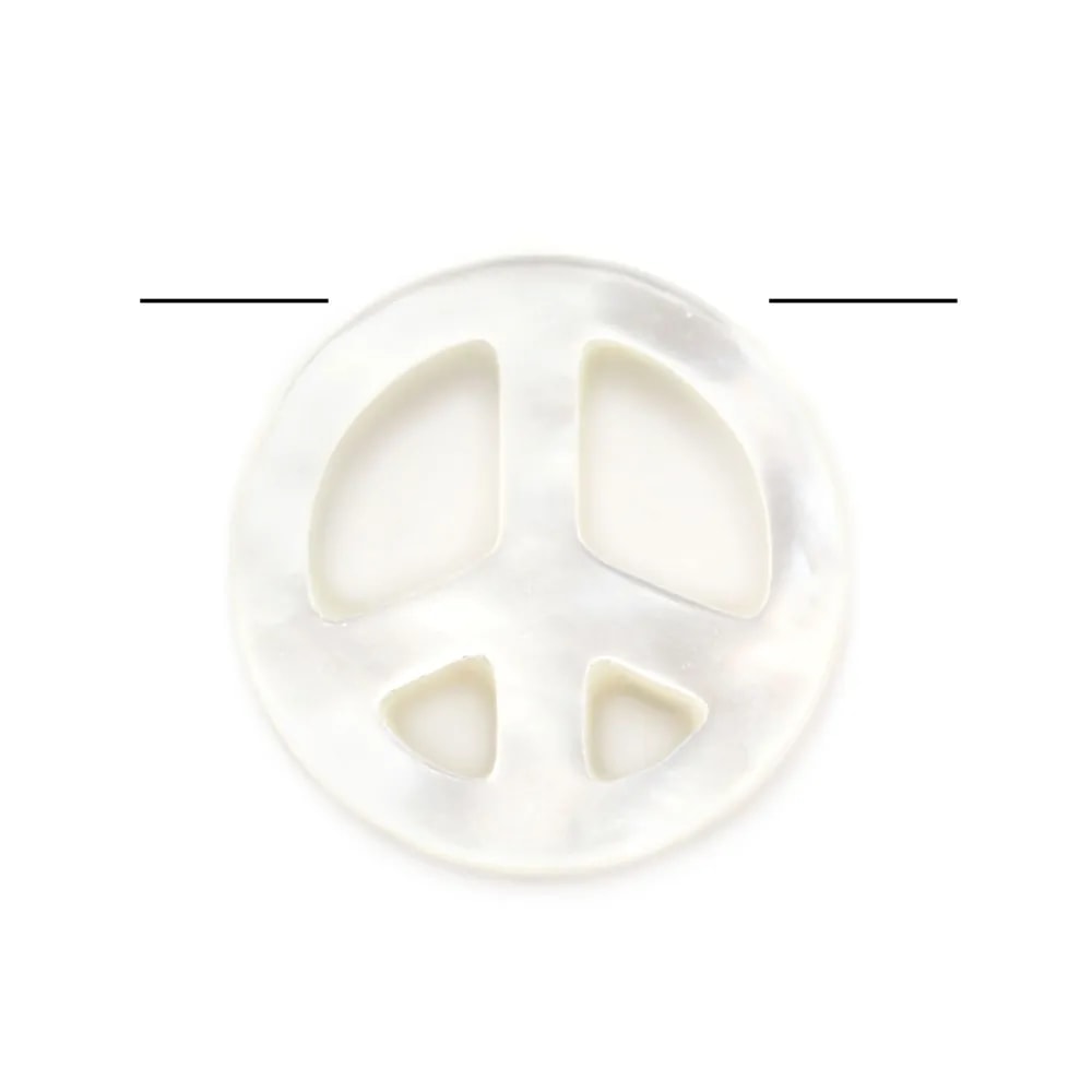 Weißer Perlmutt Frieden und Liebe 10mm x 1 Stück