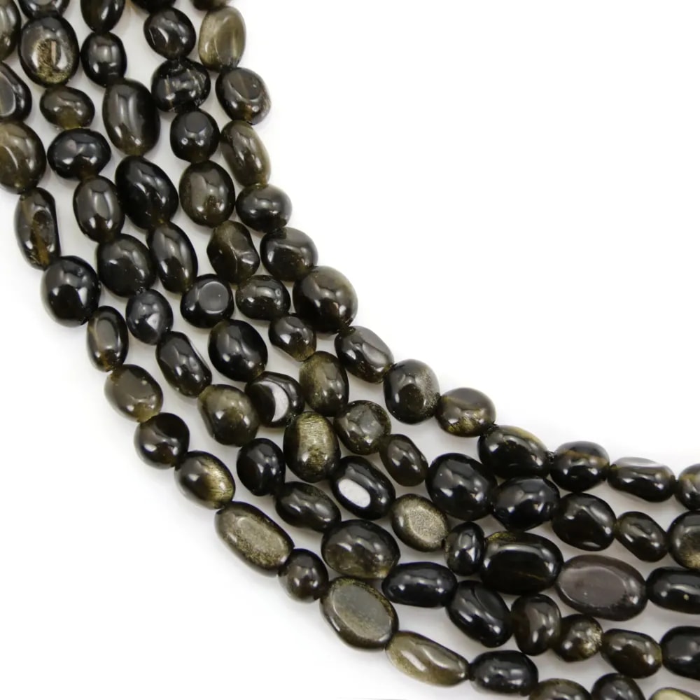 Obsidienne baroque nugget 4-5mm x 39cm