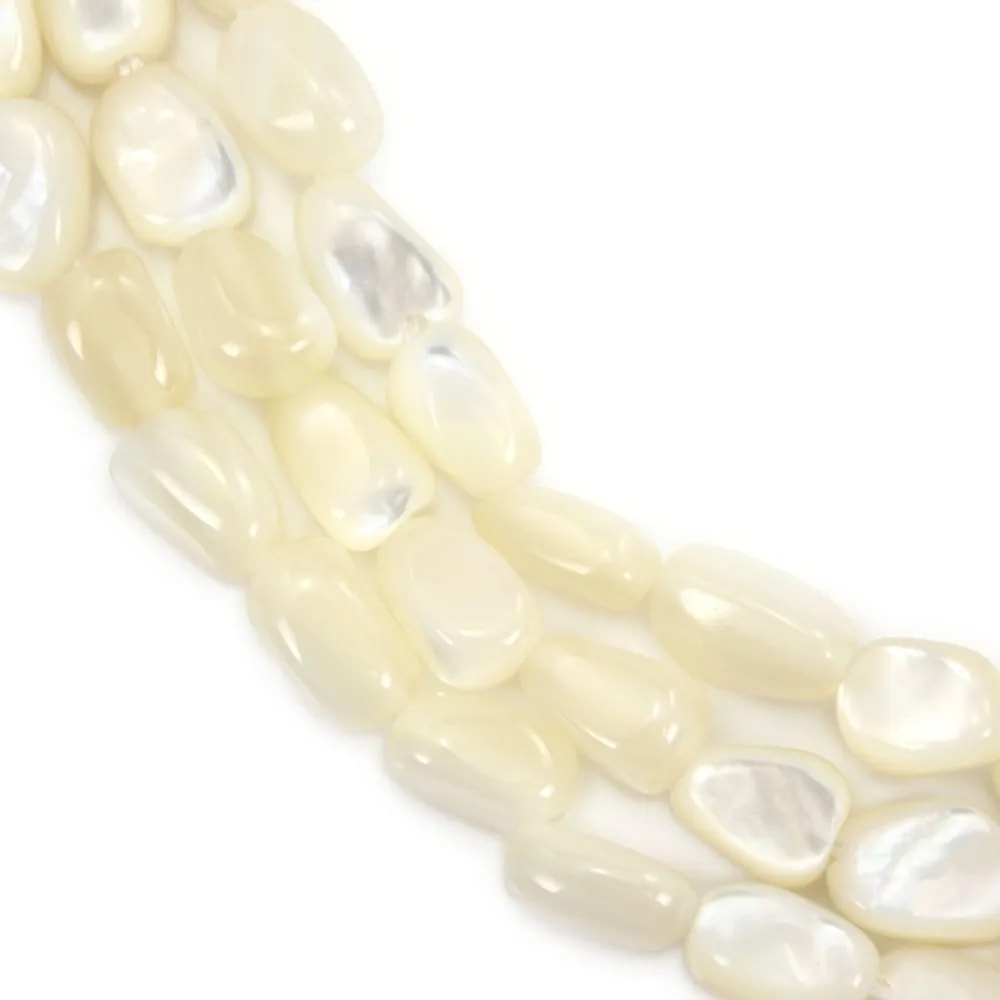 Nácar blanco barroco, pepita de 6-8mm x 39cm.