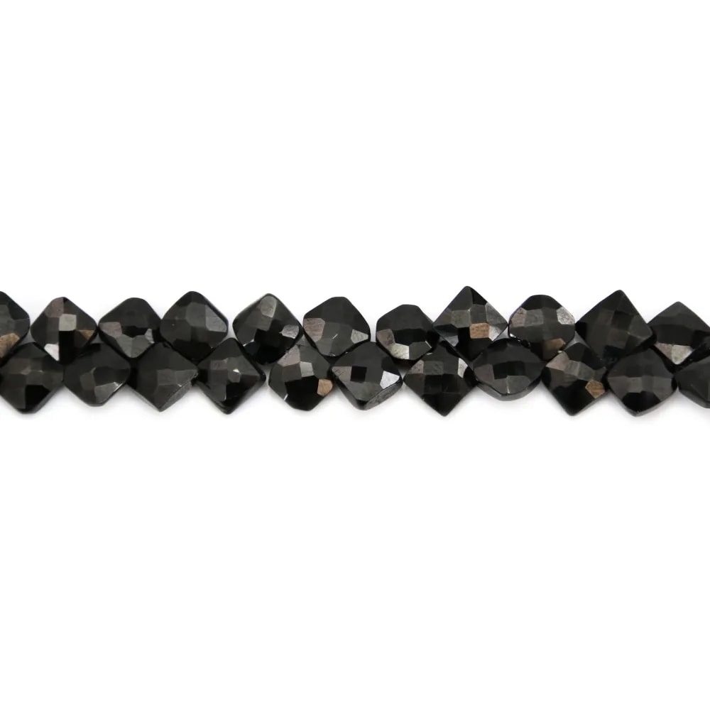Spinello nero a forma di losanga sfaccettato 7-8mm x 21cm