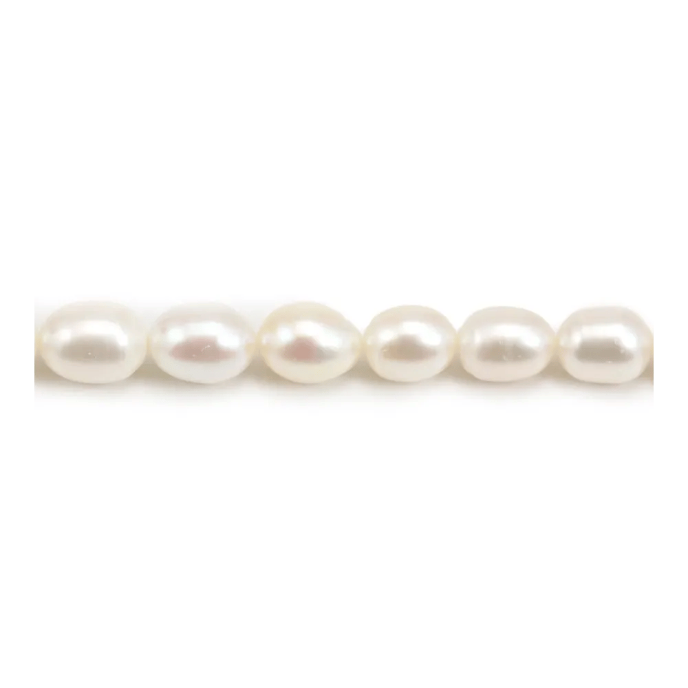 Freshwater oval pearls on thread 4-5mm x 40cm