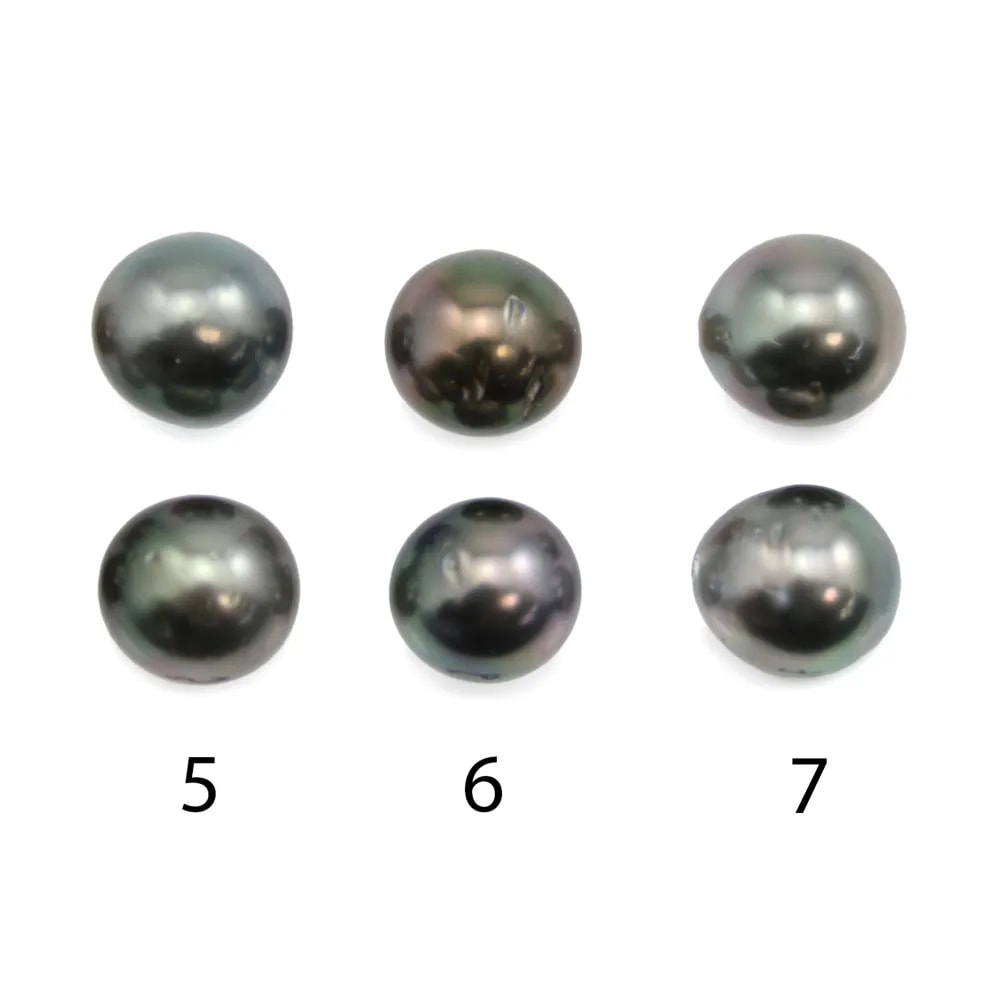 Perle de culture de Tahiti, semi-runde, 9.5-10mm x 2 Stück.