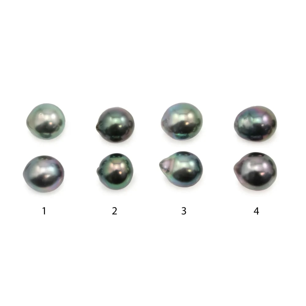 Pérola de cultura do Tahiti, semi-redonda, 9-9.5mm, qualidade B x 2pcs