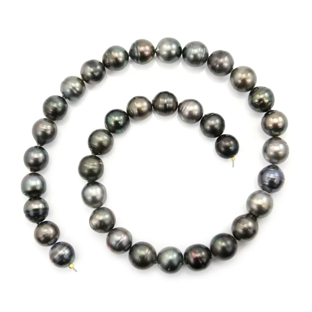 Perle de culture de Tahiti, semi-ronde/goutte, 8-10 mm x 42cm