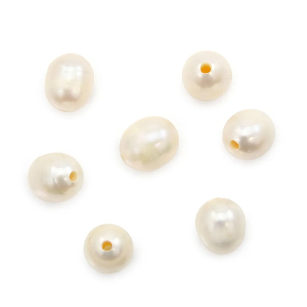 Perle de culture d'eau douce, blanche, olive, 10-11mm x 1pc