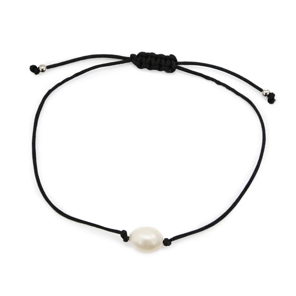 Bracelet cordon perle d'eau douce blanc