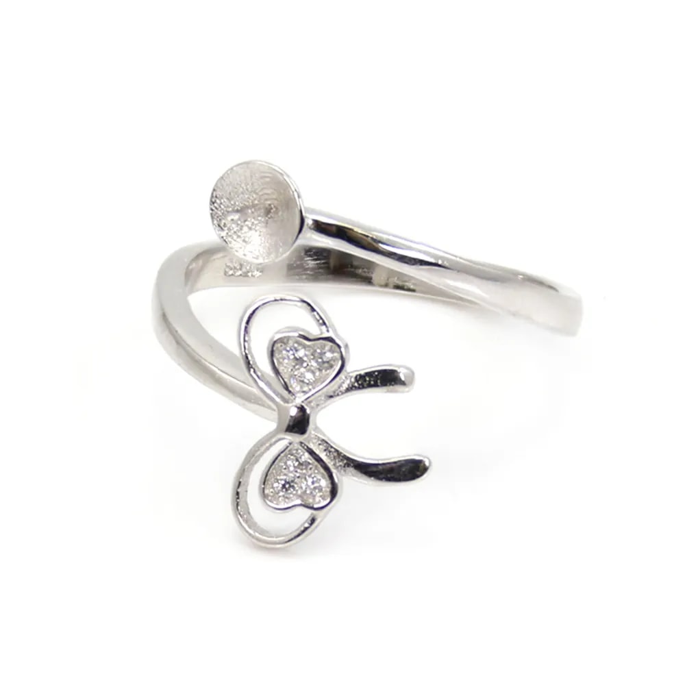Anello regolabile noeud nastro per semi percée - zircone cubico & Argento 925 rodio x 1pc