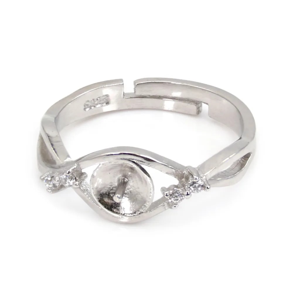 Anillo ajustable entrelazado para semi perforado - circonia cúbica y Plata de ley 925 rodinada x 1ud.