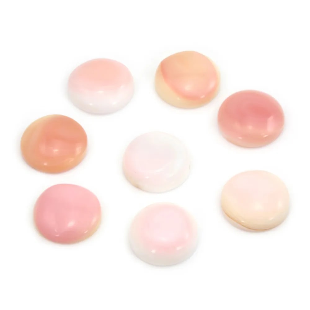 Cabujón de concha rosa redondo de 6 mm x 2 piezas.