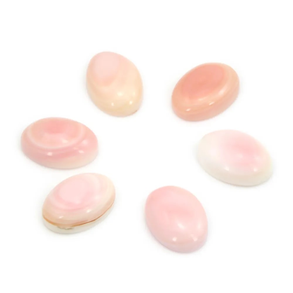 Cabujón de Concha de Lambi rosa ovalado 6x8mm x 1 pieza