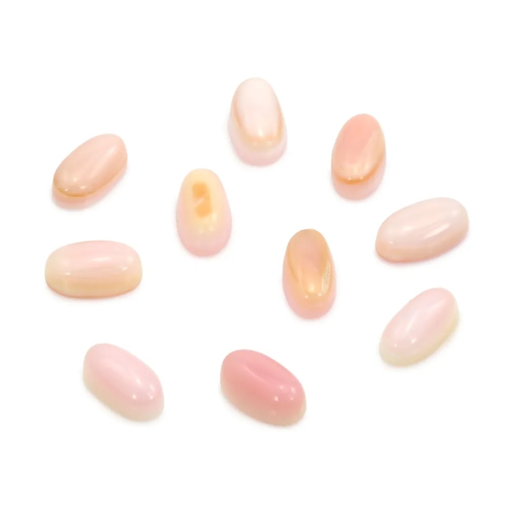 Cabochon Lambi rose ovale 4x6mm x 2pcs