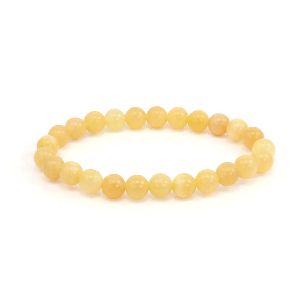 Armband aus honigfarbenem Jade, rund, 8 mm - Elastisch x 1 Stück