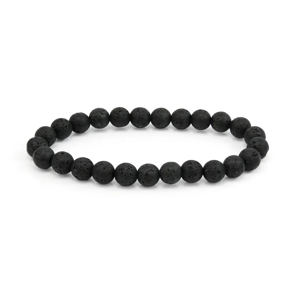 Pulseira Pierre de lava redonda 8mm - Elástico x 1 unid.