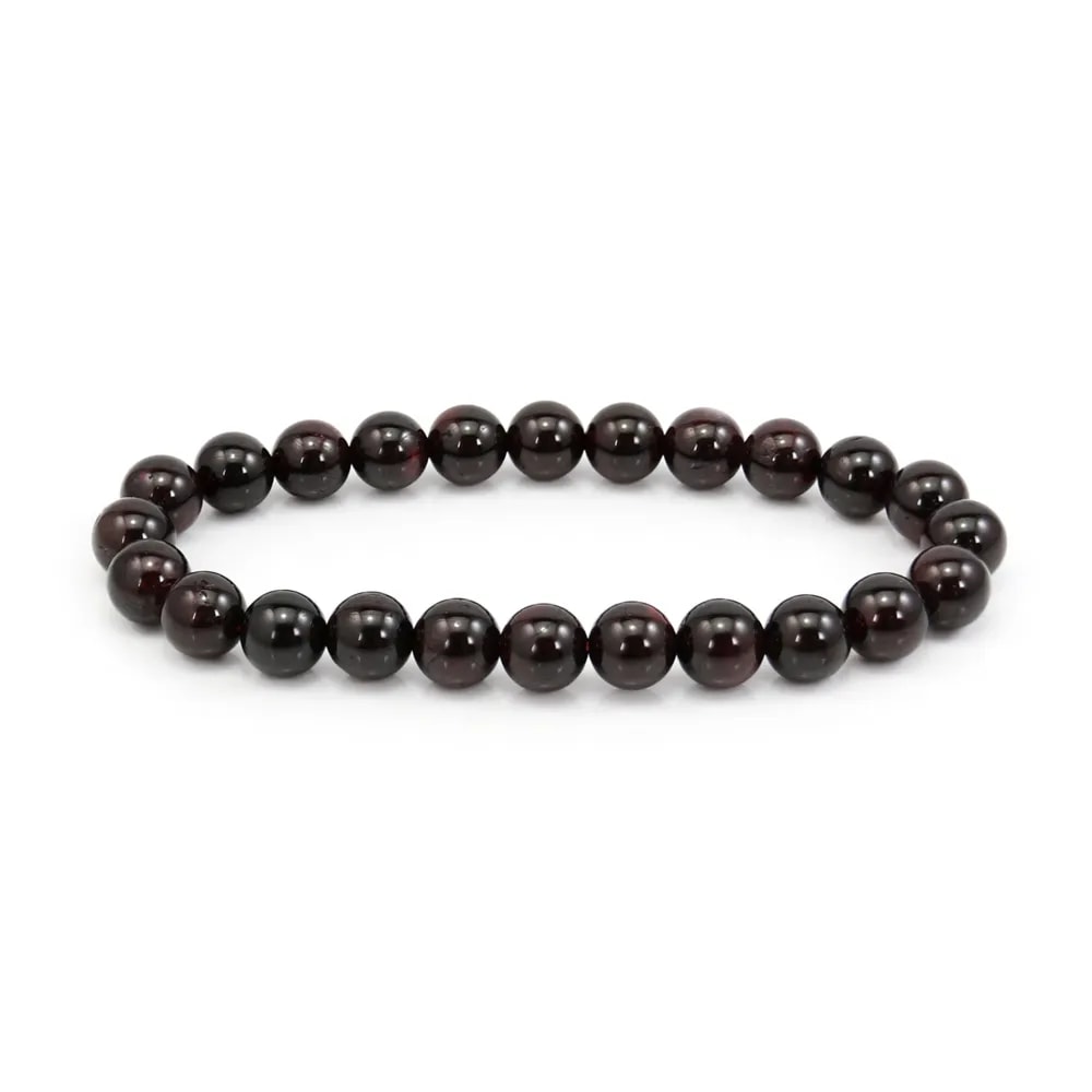 Bracelet Grenat rond 8mm - Elastique x 1pc