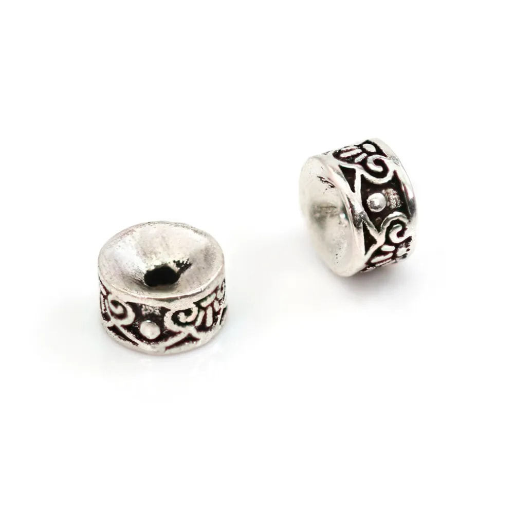 Pérola intercalaire redonda decorada 3x5mm - Prata 925 nielada x 2 peças