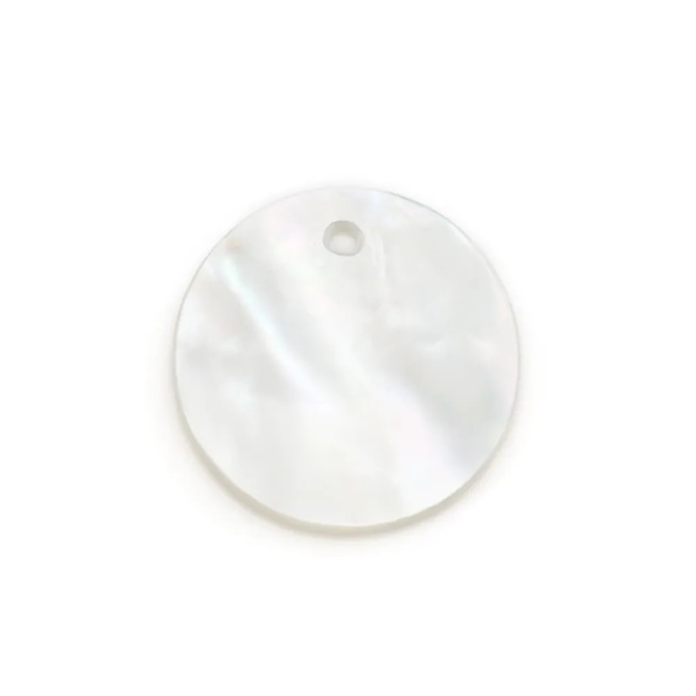 Nacre blanche ronde plate 12mm x 2pcs