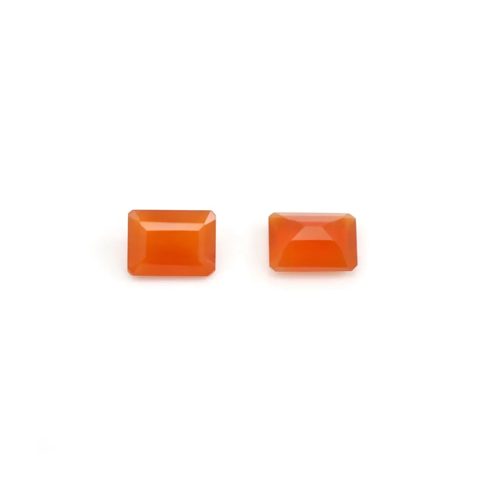 Cornaline à sertir, taille émeraude rectangle 6x8mm x 1pc