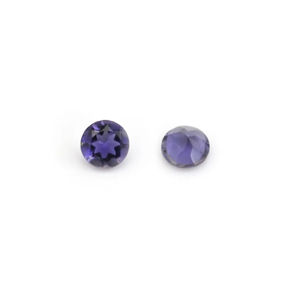 Cordierita (Iolita) engastada, talla redonda brillante 3.5mm x 1 ud.