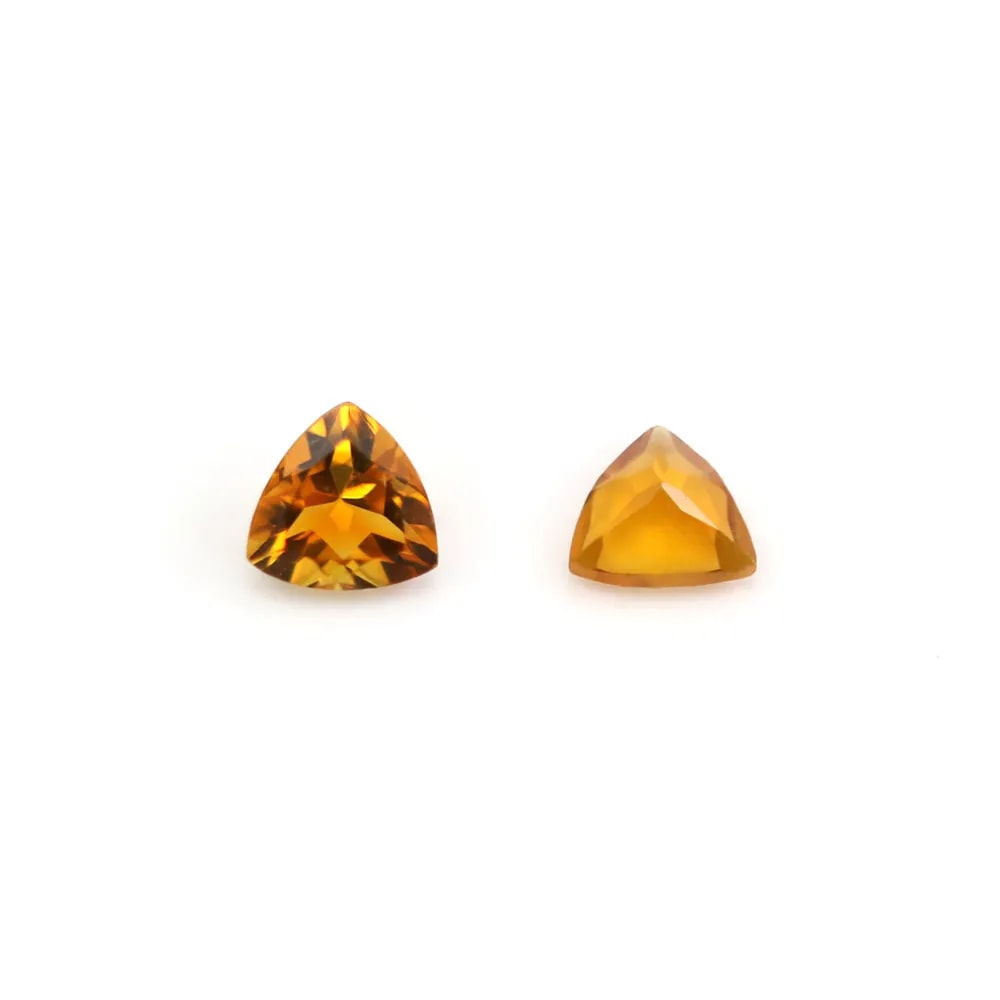 Citrino engastado, corte triangular trilhão 5mm x 1 peça