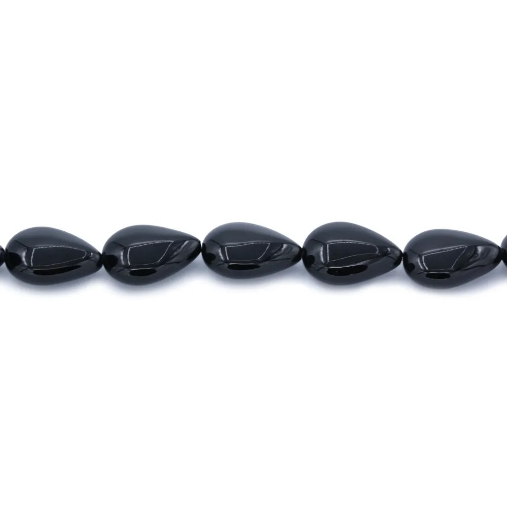 Black Agate Flat Drop 18 x 24mm