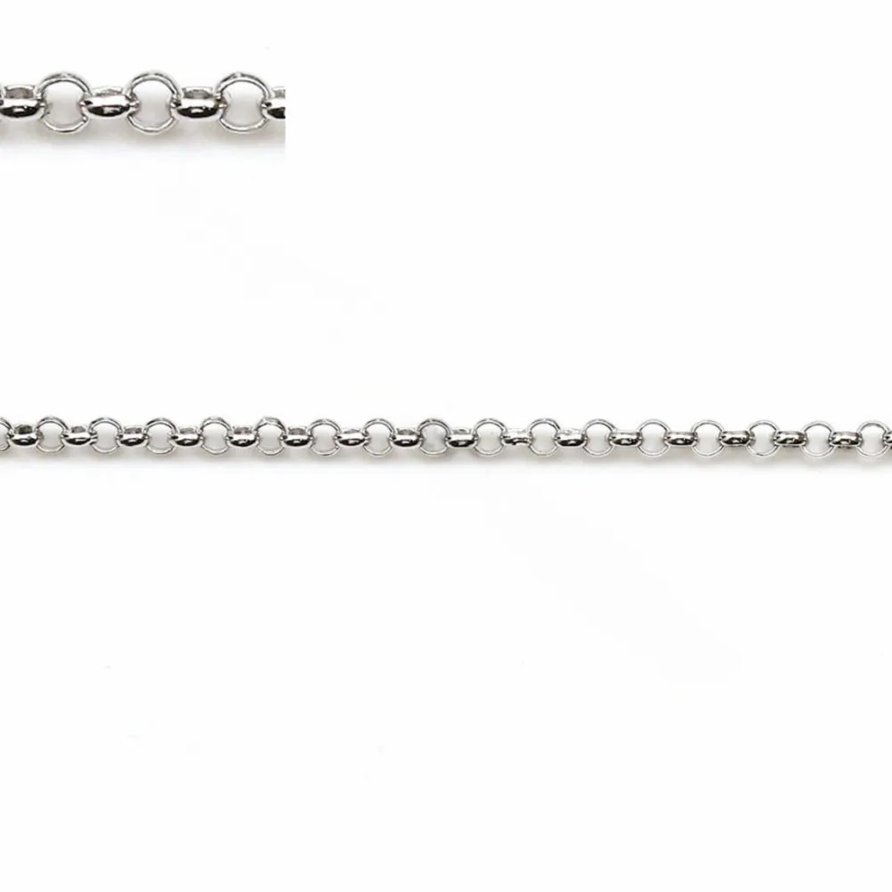 Catena in argento 925 rodio maglia jaseron 1.5mm x 50cm