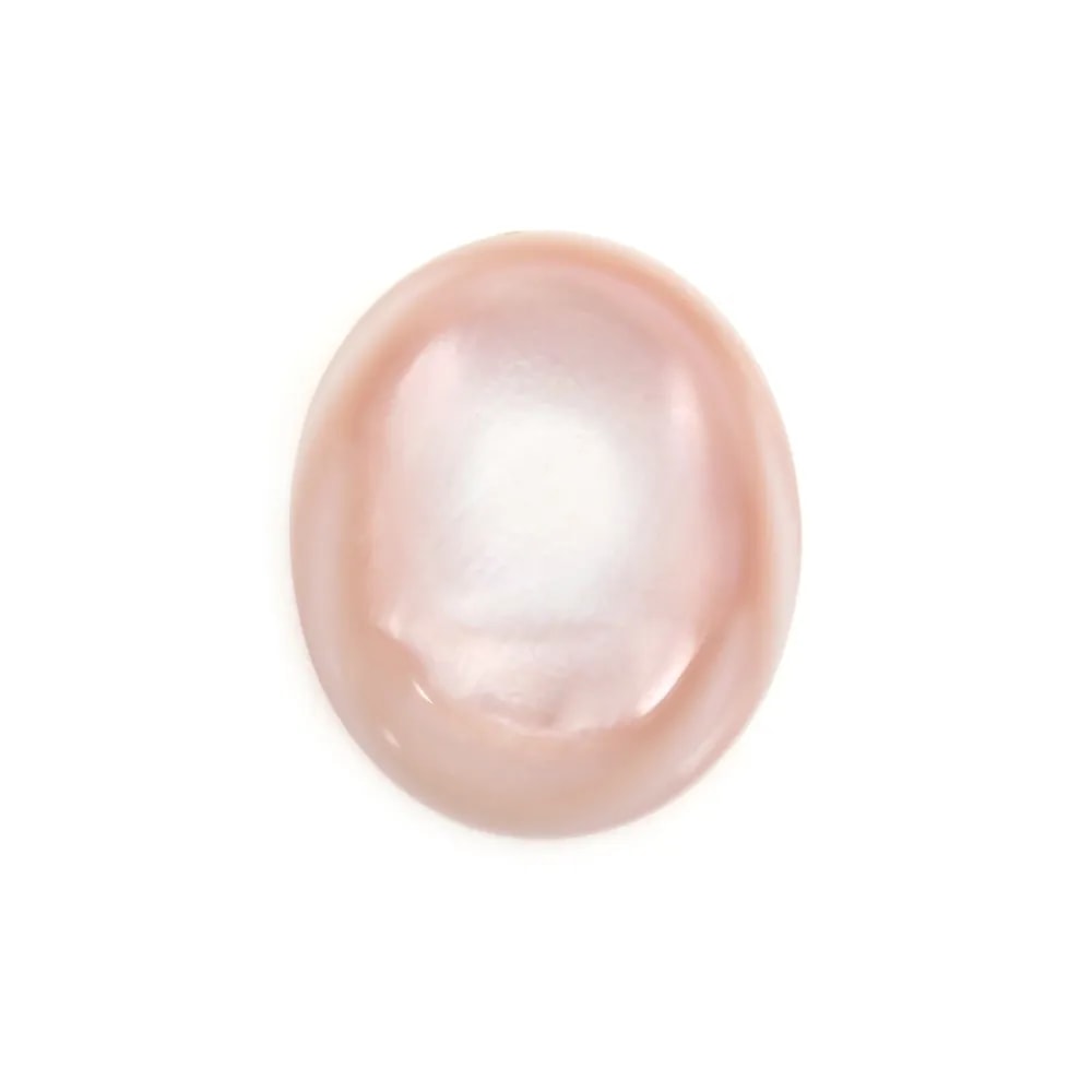 Cabochon Nacre rose ovale 10x12mm x 1pc