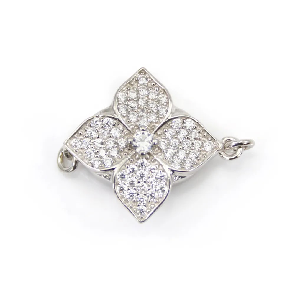 Fermoir de clip flor 17x20mm en plata 925 para creación de joyas