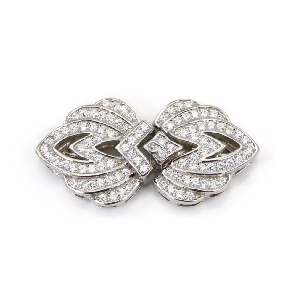 Fermoir à clipser double lotus 14x28mm en argent 925 pour création de bijoux