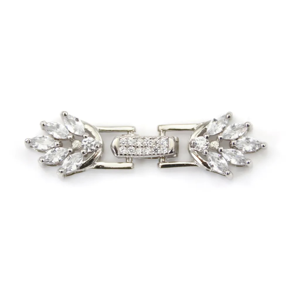 Doppelblumen-Klappverschluss 9x32mm aus 925er Silber für Schmuckherstellung