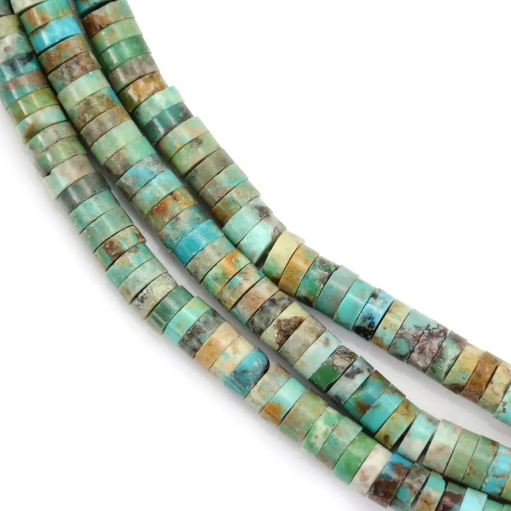 Fil de 40cm de perles turquoise rondelle Heishi 2x5mm pour bijoux bohèmes