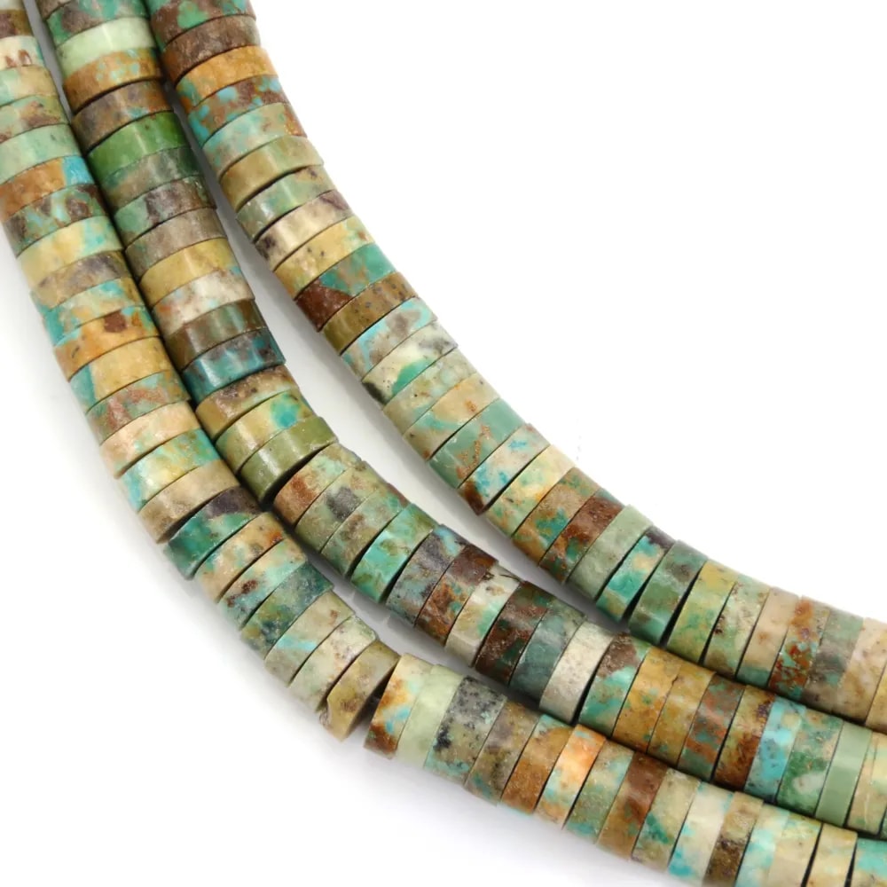 Filamento de 40cm de cuentas turquesa rodaja Heishi 2x6mm para joyería bohemia