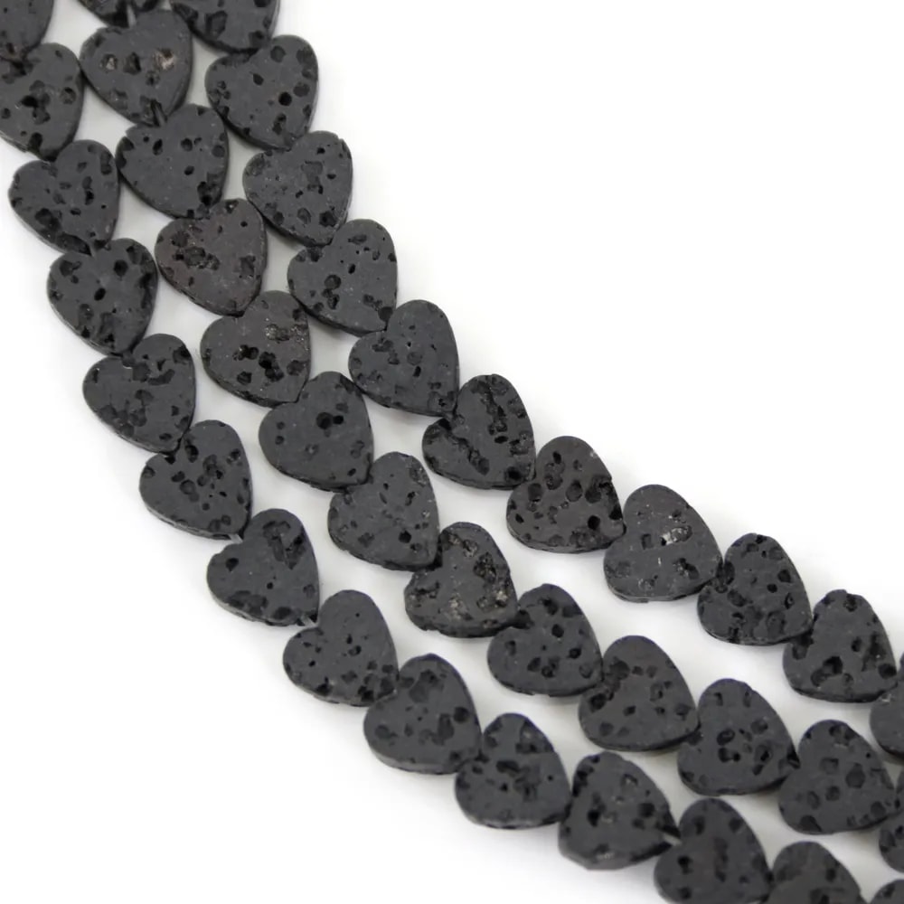 Lavasteine 6mm Herzen mit poröser Textur für DIY-Kreationen