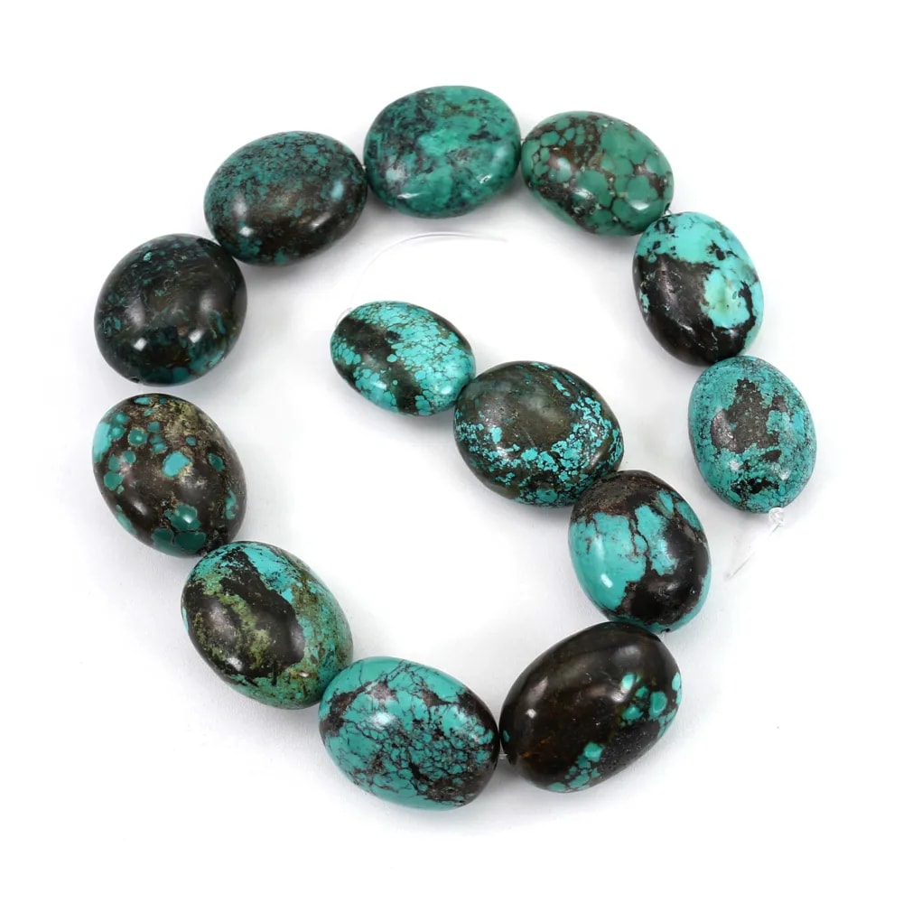 Turquoise naturelle ovale 20x30mm pour création collier.