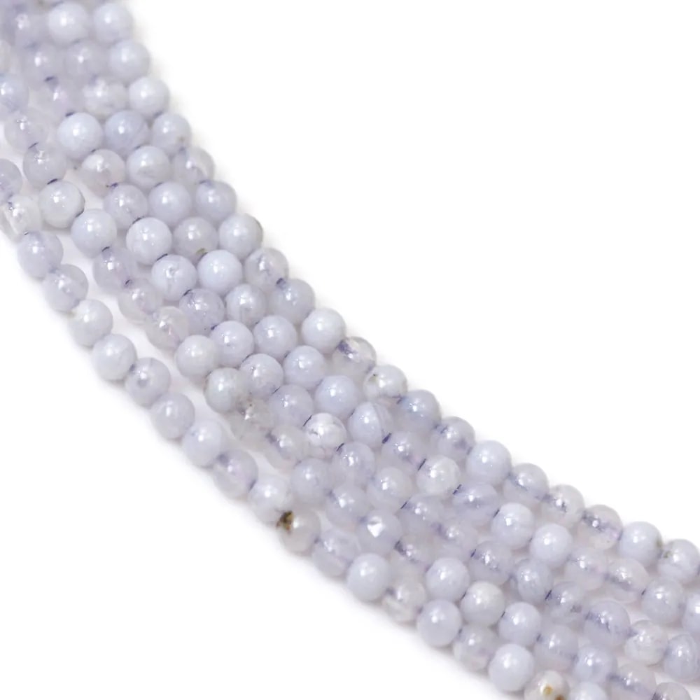 Perla de Calcedônia 2mm | Pedra Natural Azul Claro