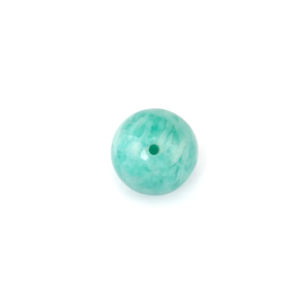 Amazonite du Pérou semi-percé, ronde, 10mm x 1pc