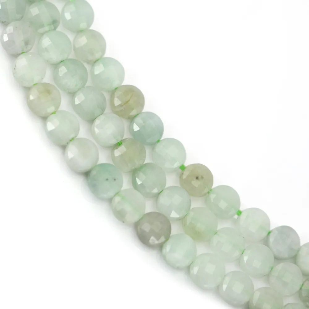 Perla Redonda Plana Facetada Jade 4mm | Piedra Natural Verde