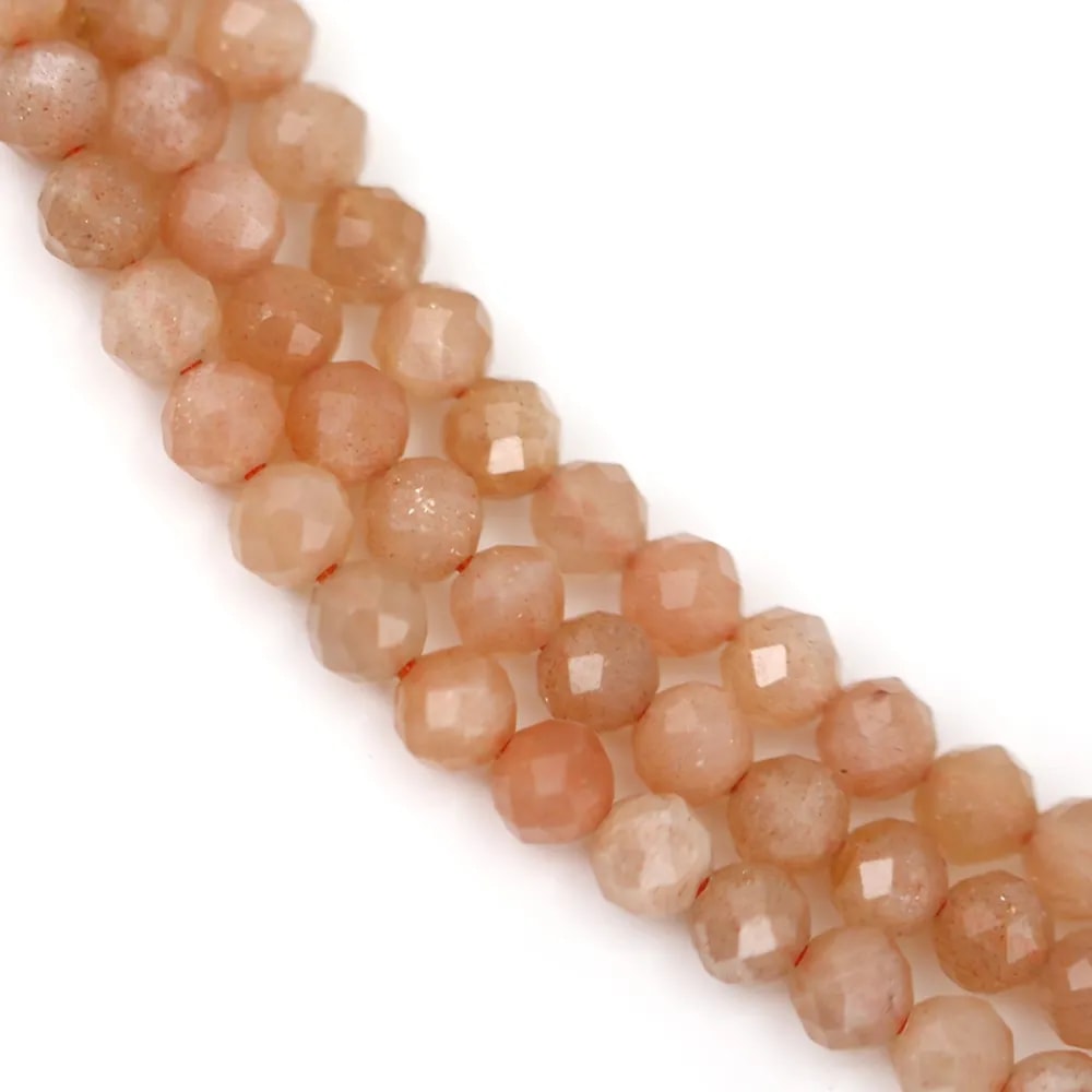 Perla Naturale Pietra di Luna Arancione 4mm | Vendita all'Ingrosso