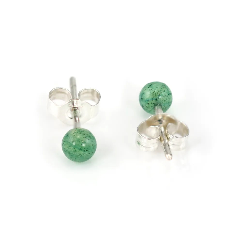 Earrings 4mm Aventurine | Natural Stone and Silver