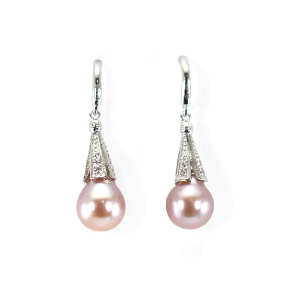 Ohrringe Tropfen 8mm Zuchtperle | 925 Rhodiniertes Silber