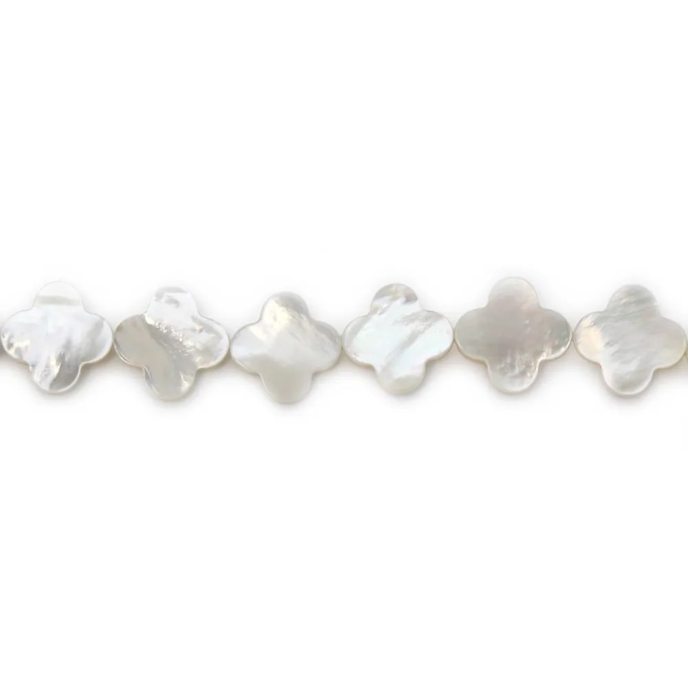 Perla Trébol Nácar Blanco 8mm | Piedra Natural Elegante