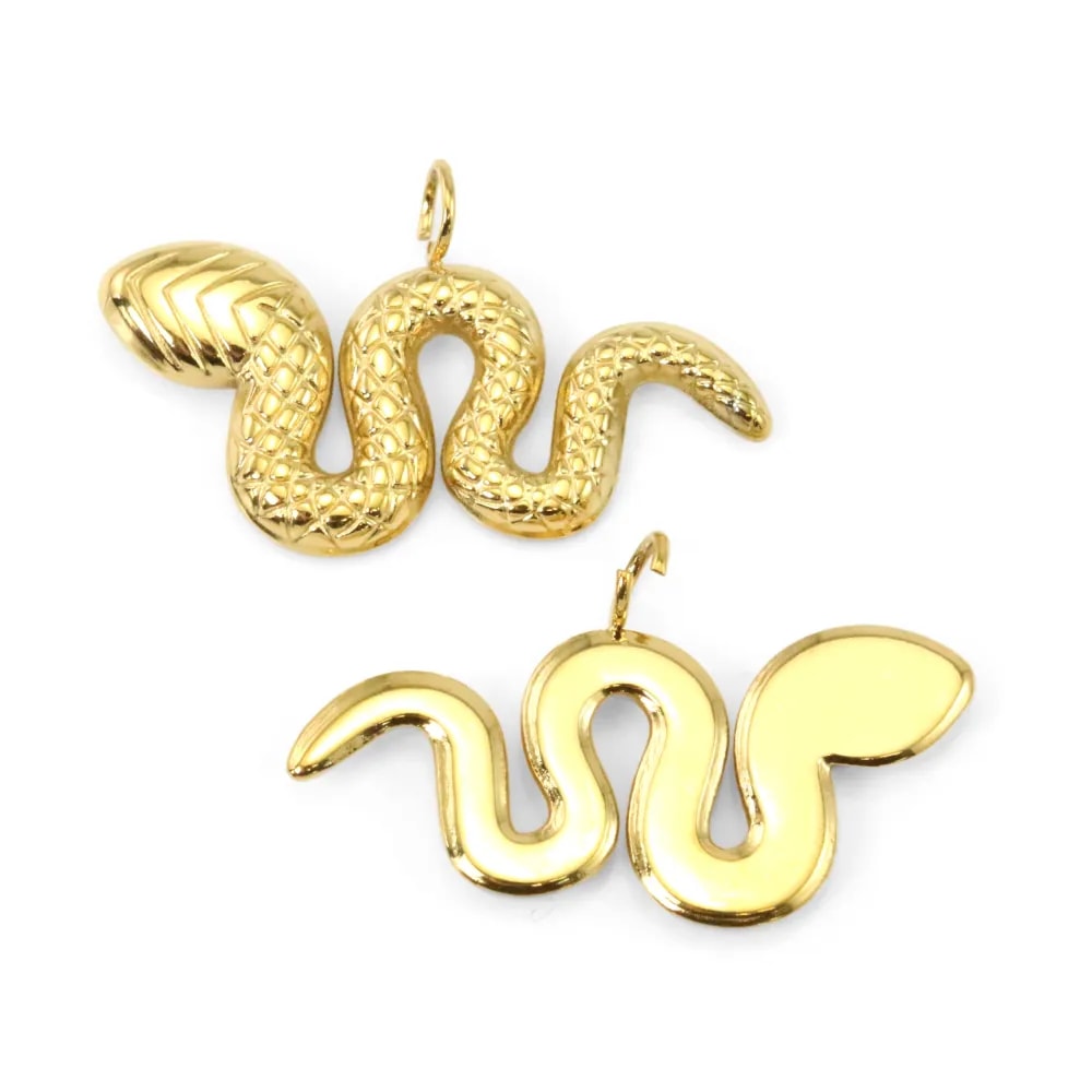 Stylized Golden Snake | 304 Stainless Steel Pendant | Jewelry Supplier