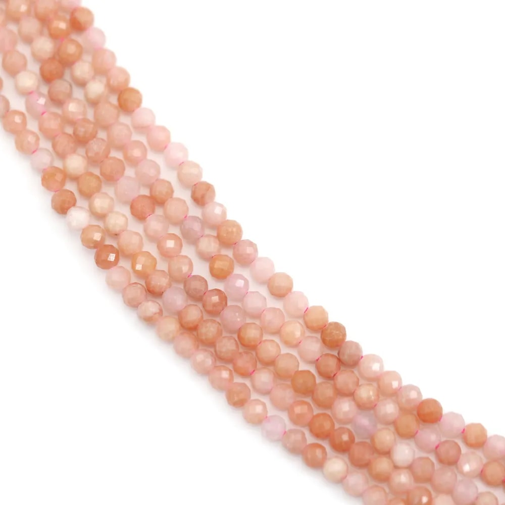 Aventurina rosa redonda facetada 2mm para suas criações de colar